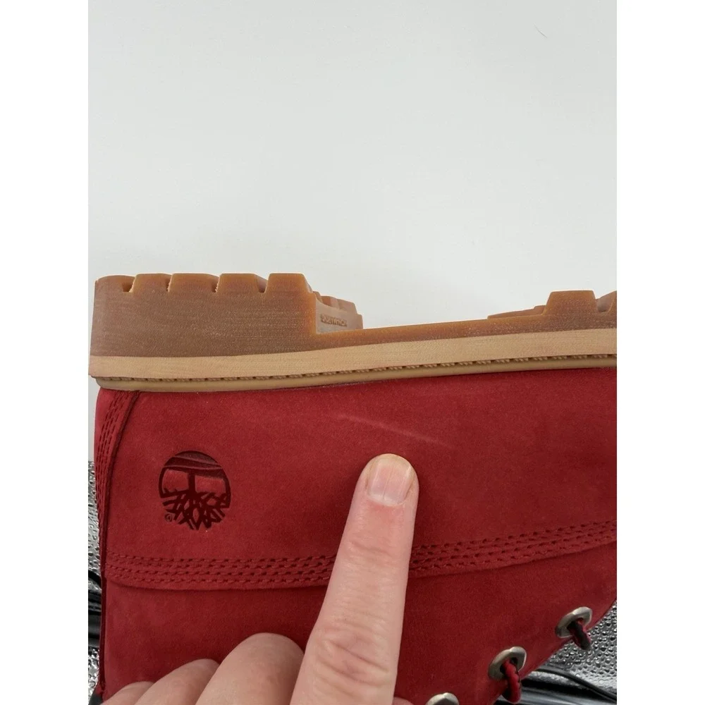 Timberland Boots Boys 5.5 US Red Suede Nubuck 6 Inch Premium Waterproof Hiking